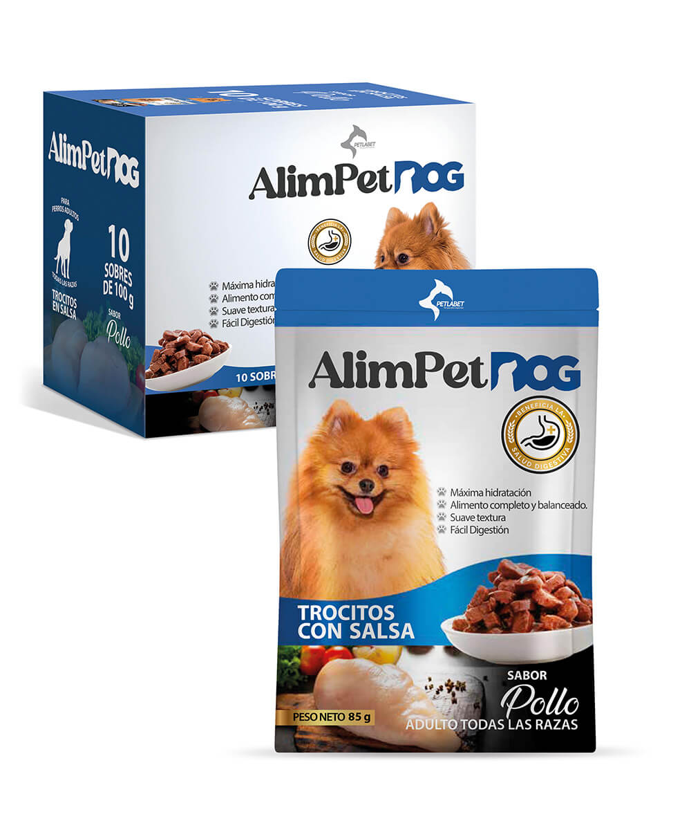 alimped-dog-pollo ALIMPET DOG TROCITOS CON SALSA SABOR POLLO - Imagen 1